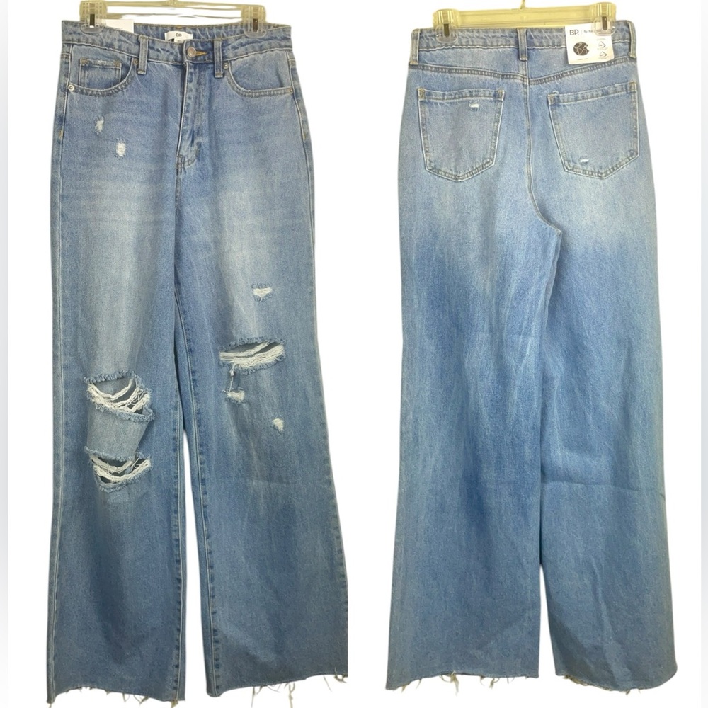 NWT BP Nordstrom Wide Leg High Rise Distressed Be Responsible Raw Hem Size 27